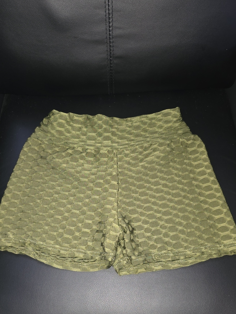 Olive Textured High-Waist Women’s Shorts